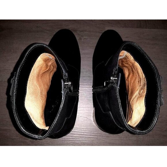 Liebeskind Black Leather ? Fringe High Heeled Ankle Boots Zip Up Booties Size 37 - Picture 9 of 12